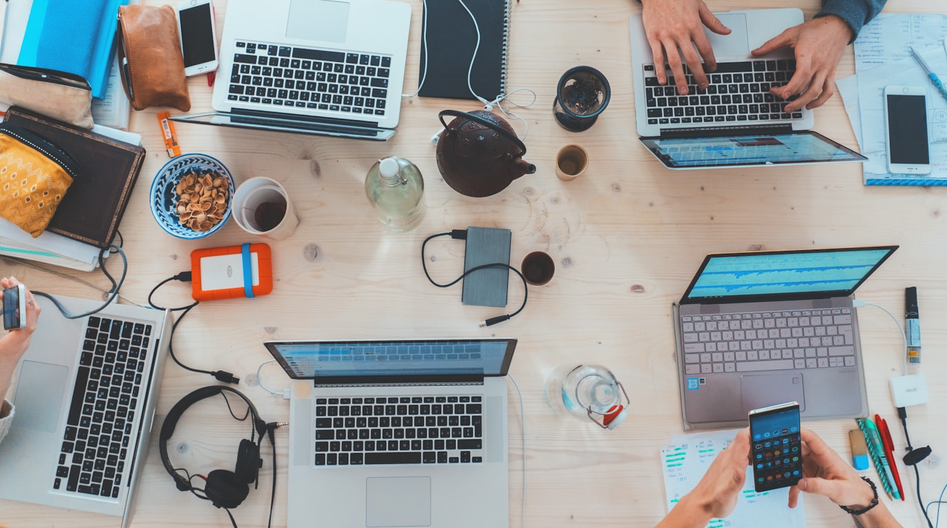 Conversion copywriting strategy workspace with messaging notes and laptop